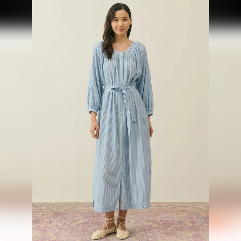 Blue Cotton Parasol Stripes Cilona Women Dress 38